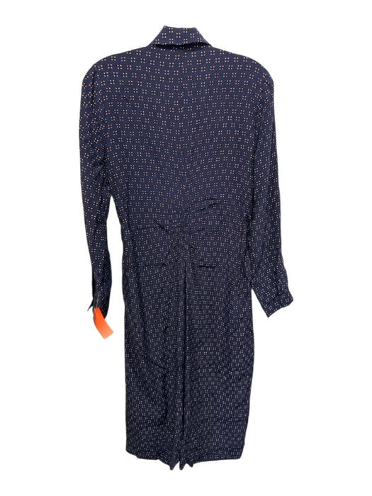 Madewell Size 6 Navy Blue, Red & White Viscose Floral Long Sleeve Collared Dress Navy Blue, Red & White / 6