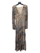 Free People Size 4 Beige & Blue Viscose V Neck Floral Long Sleeve Maxi Dress Beige & Blue / 4