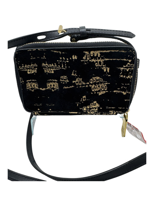 Reed Krakoff Black & Gold Leather 2 zipper front Crossbody Metalic Detail Bag Black & Gold / XS