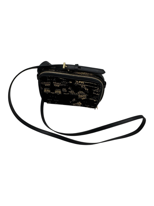 Reed Krakoff Black & Gold Leather 2 zipper front Crossbody Metalic Detail Bag Black & Gold / XS