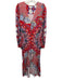 Free People Size S Red & Multi Missing Fabric Tag Mixed Print V Neck Dress Red & Multi / S
