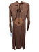 Free People Size 4 Tan & black Polyester Leopard Print Open Back Tie Neck Dress Tan & black / 4
