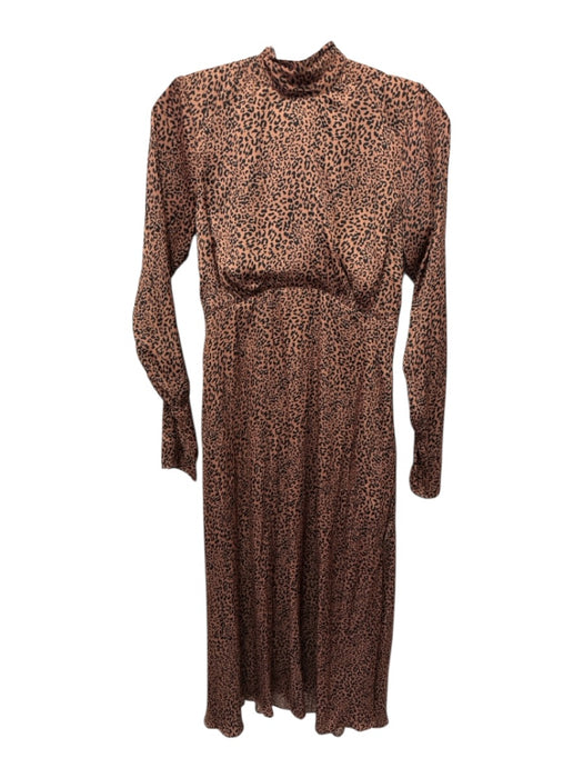 Free People Size 4 Tan & black Polyester Leopard Print Open Back Tie Neck Dress Tan & black / 4
