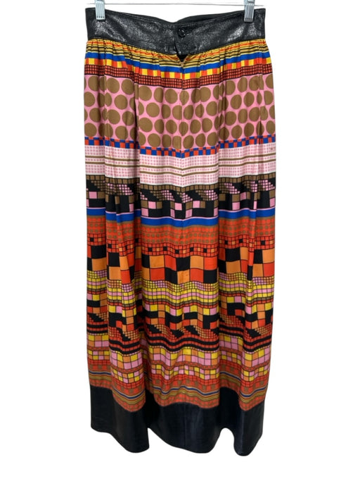 Lanvin Size 10 Black & Multi Missing Fabric Tag Geometric Print Back Zip Skirt Black & Multi / 10