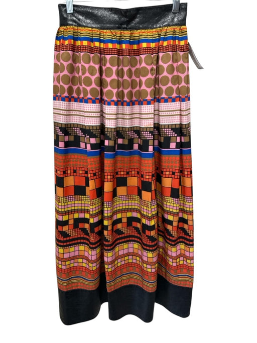 Lanvin Size 10 Black & Multi Missing Fabric Tag Geometric Print Back Zip Skirt Black & Multi / 10