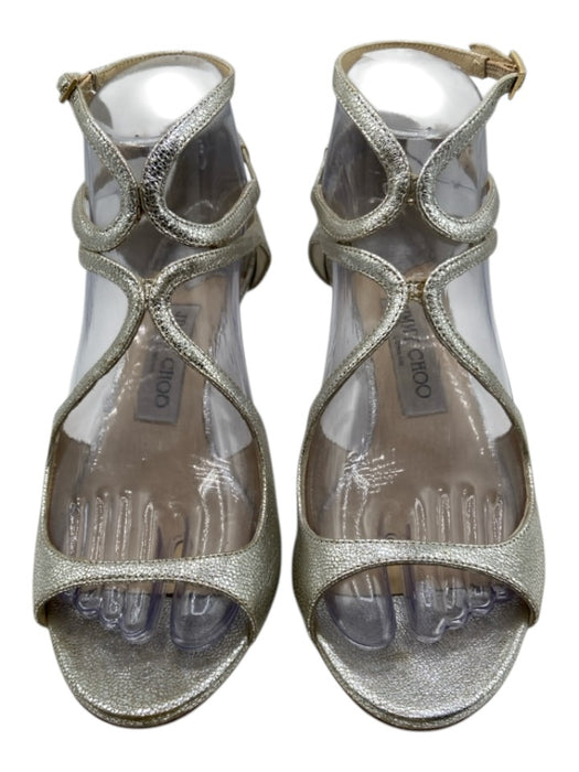 Jimmy Choo Shoe Size 36.5 Champagne Leather Upper Metallic Strappy Sandals Champagne / 36.5