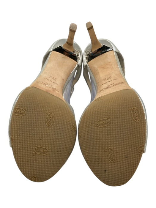 Jimmy Choo Shoe Size 36.5 Champagne Leather Upper Metallic Strappy Sandals Champagne / 36.5