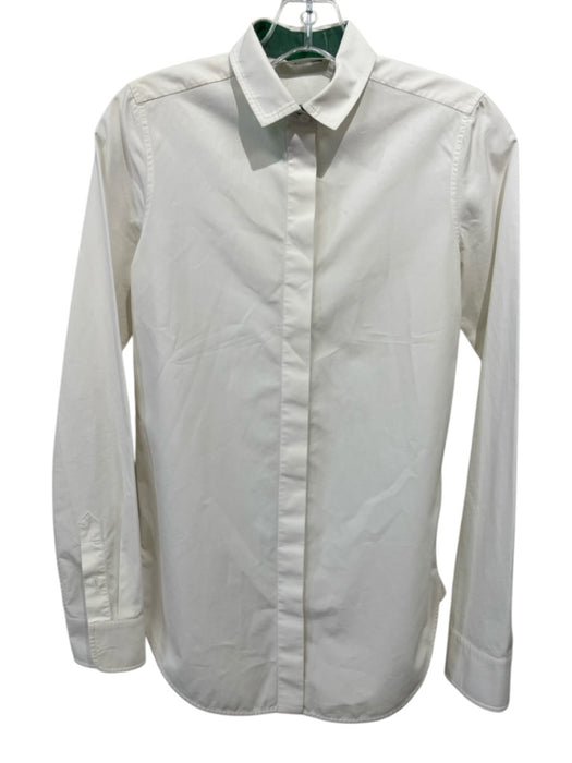 Celine Size 34 / XS White & Green Cotton Long Sleeve Button Down Collar Top White & Green / 34 / XS