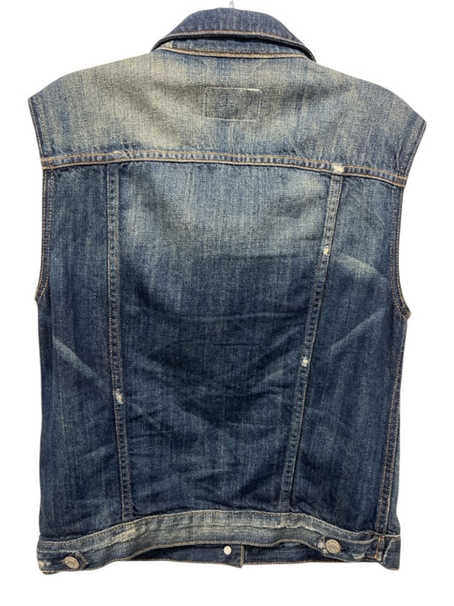 Rag & Bone Jean Size S Dark Blue Cotton Denim Faded Button Down Distressed Vest Dark Blue / S