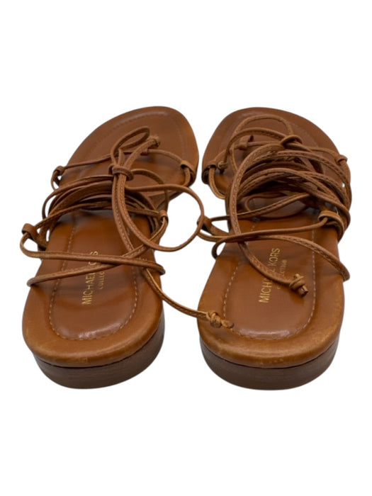 Michael Kors Collection Shoe Size 37 Tan Brown Leather Tie Detail Thong Sandals Tan Brown / 37