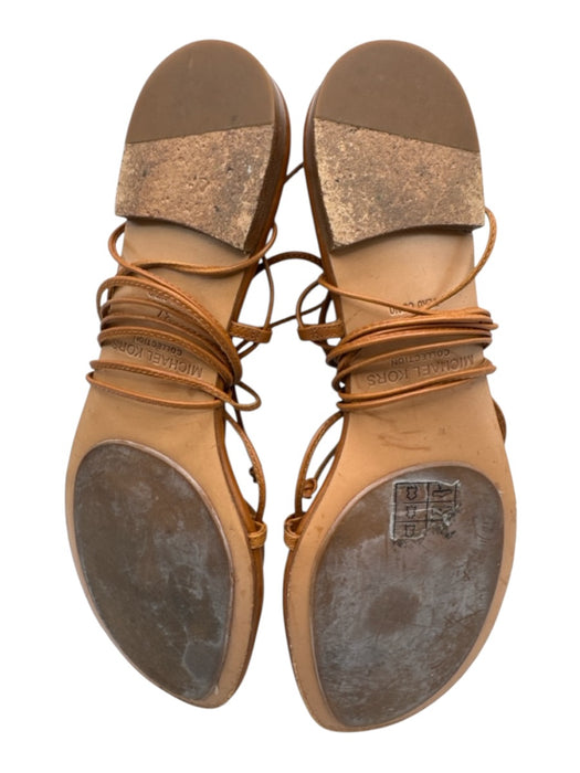 Michael Kors Collection Shoe Size 37 Tan Brown Leather Tie Detail Thong Sandals Tan Brown / 37