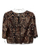 Everly Size M Bronze Polyester Sequin Crop Keyhole Back Geometric Top Bronze / M