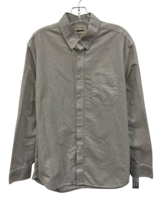 Taylor Stitch Size 42 Gray & White Cotton Striped Oxford Men's Long Sleeve Shirt Gray & White / 42