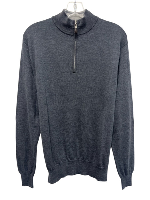 Peter Millar Size L Gray Merino Wool Blend Solid Quarter Zip Men's Sweater Gray / L