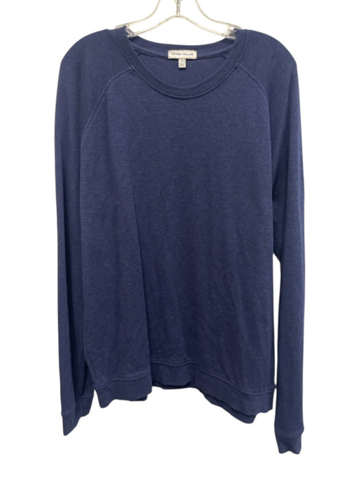 Peter Millar Size L Navy Blue Cotton Blend Solid Sweatshirt Long Sleeve Shirt Navy Blue / L