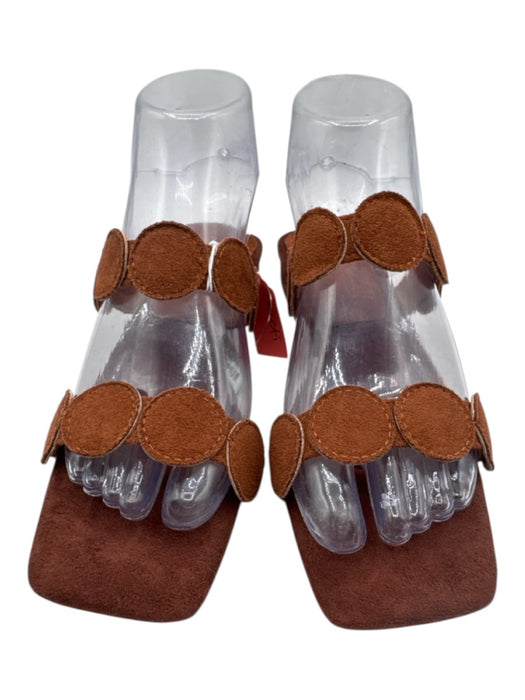 Lacceti Shoe Size 35 Brown Suede Circles Low Block Heel Mule Sandals Brown / 35