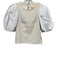 Anthropologie Size XSP Cream & White Cotton Blend Tweed Fabric Block Top Cream & White / XSP