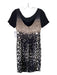 St John Size 2 Black & Beige Silk Animal Print V Back Short Sleeve Dress Black & Beige / 2