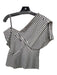 Theory Size S Gray & White Cotton Blend Striped One Shoulder Short Sleeve Top Gray & White / S