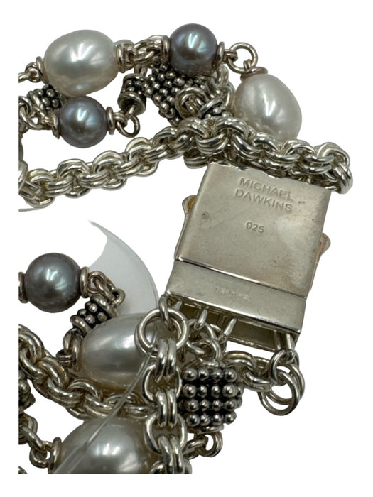 Michael Dawkins Silver & White Sterling Silver clasp closure Layered Bracelet Silver & White