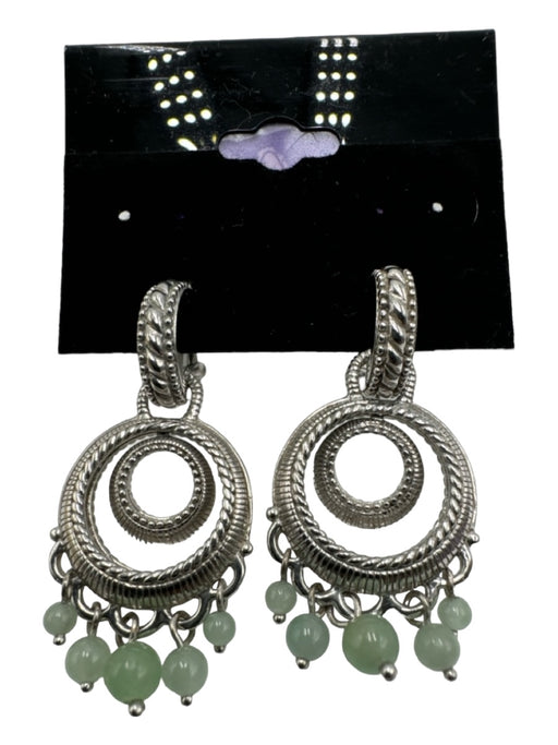 Judith Ripka Silver & Green Sterling Silver dangle Bead Detail Filigree Earrings Silver & Green