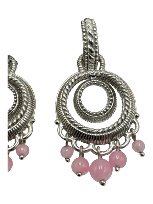 Judith Ripka Silver & Pink Sterling Silver dangle Bead Detail Filigree Earrings Silver & Pink