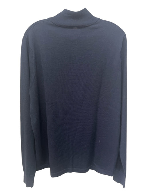 Nordstrom Size L Navy Wool Solid Quarter Zip Men's Sweater L