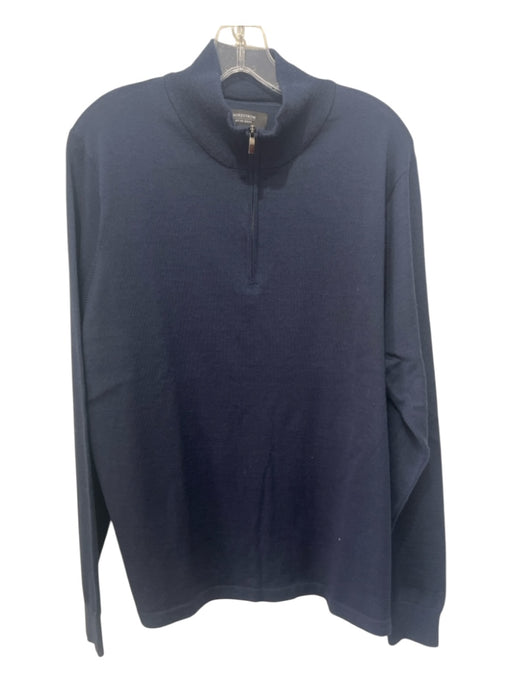 Nordstrom Size L Navy Wool Solid Quarter Zip Men's Sweater L