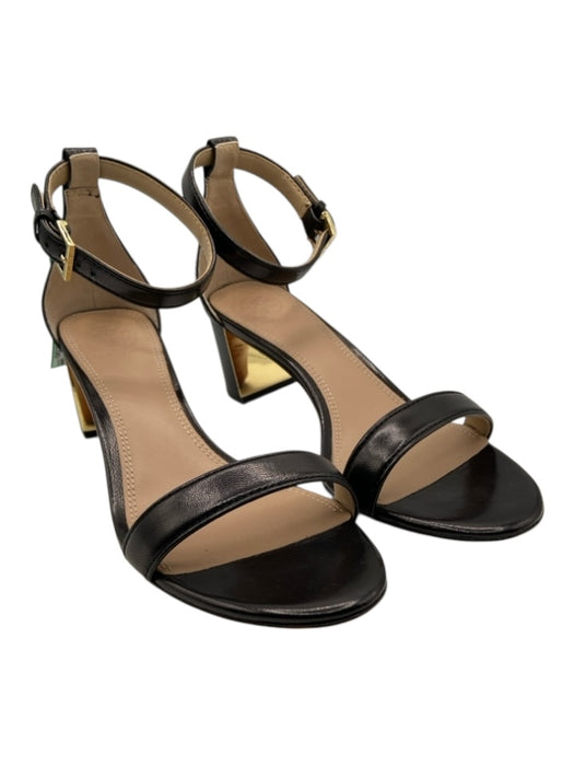 Tory Burch Shoe Size 8 Black & Gold Leather Toe Strap Ankle Strap Sandals Black & Gold / 8