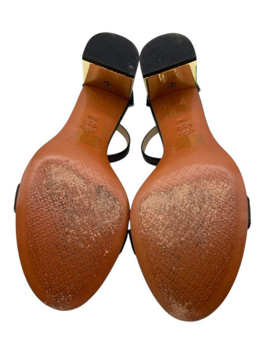 Tory Burch Shoe Size 8 Black & Gold Leather Toe Strap Ankle Strap Sandals Black & Gold / 8