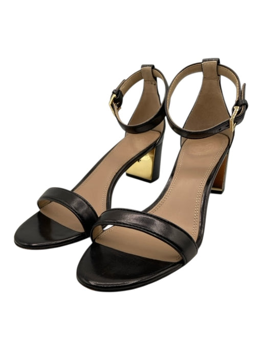 Tory Burch Shoe Size 8 Black & Gold Leather Toe Strap Ankle Strap Sandals Black & Gold / 8