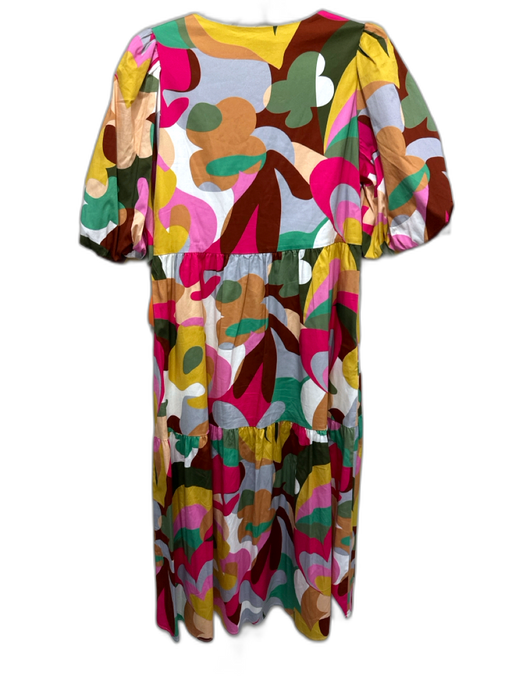 CROSBY by Mollie Burch Size XS Multi Color Cotton & Spandex V Neck Tiered Dress Multi Color / XS