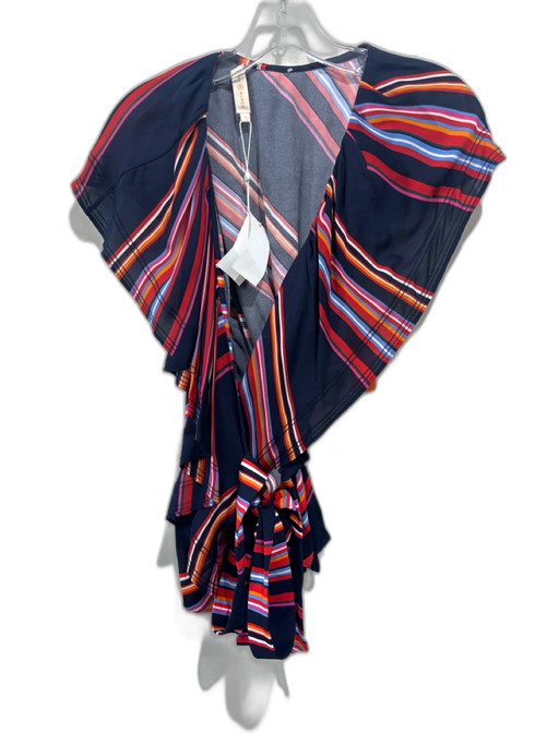 Tory Burch Size S navy blue & multi Silk & Viscose Flutter Sleeves Stripes Top navy blue & multi / S