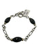 David Yurman Black Sterling Silver Gold Detail Chain Onyx Toggle Clasp Bracelet Black