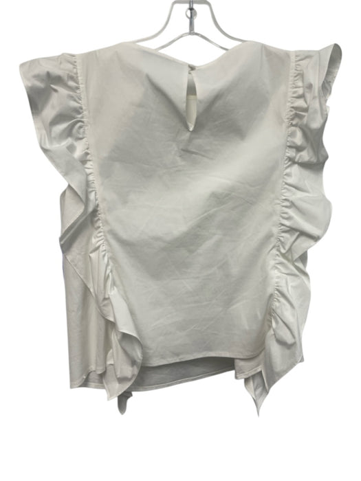 Pearl by Lela Rose Size S White Cotton & Polyester Ruffle Cap Sleeve Pleats Top White / S