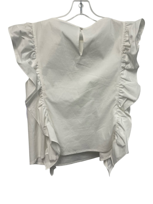 Pearl by Lela Rose Size S White Cotton & Polyester Ruffle Cap Sleeve Pleats Top White / S