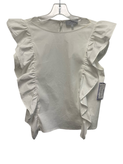 Pearl by Lela Rose Size S White Cotton & Polyester Ruffle Cap Sleeve Pleats Top White / S