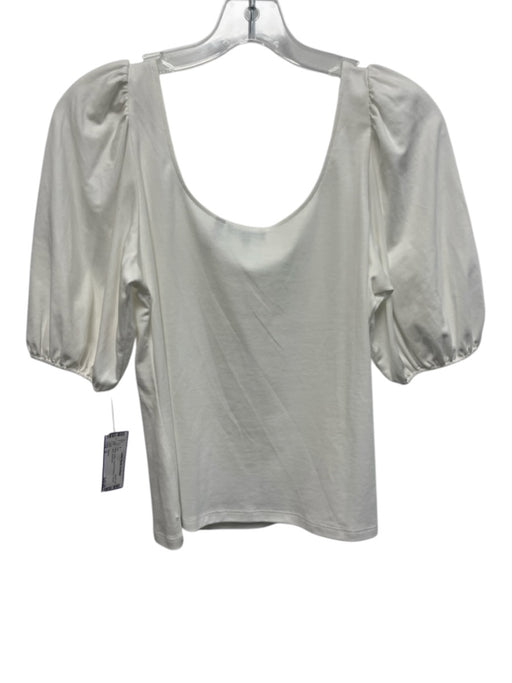 Theory Size S White Cotton Short Puff Sleeve Scoop Neck Top White / S