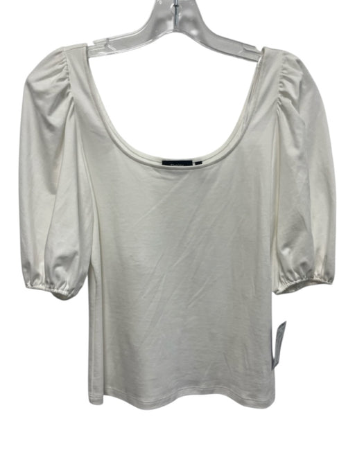 Theory Size S White Cotton Short Puff Sleeve Scoop Neck Top White / S
