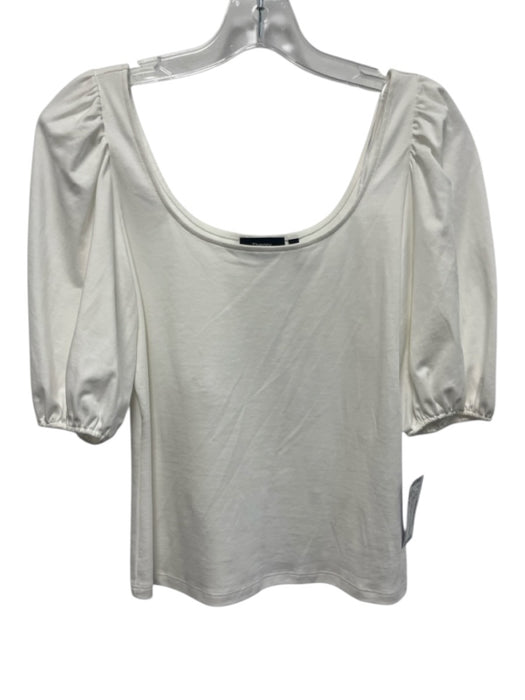 Theory Size S White Cotton Short Puff Sleeve Scoop Neck Top White / S