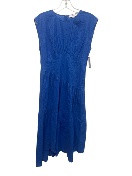 Frame Size XS Blue Cotton Seersucker Sleeveless Midi Dress Blue / XS