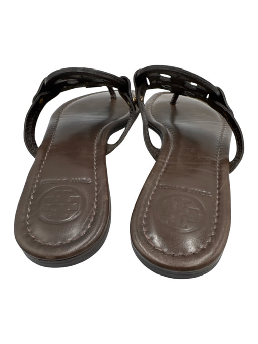 Tory Burch Shoe Size 7.5 Brown Leather Logo Flip flop Thong Strap Sandals Brown / 7.5