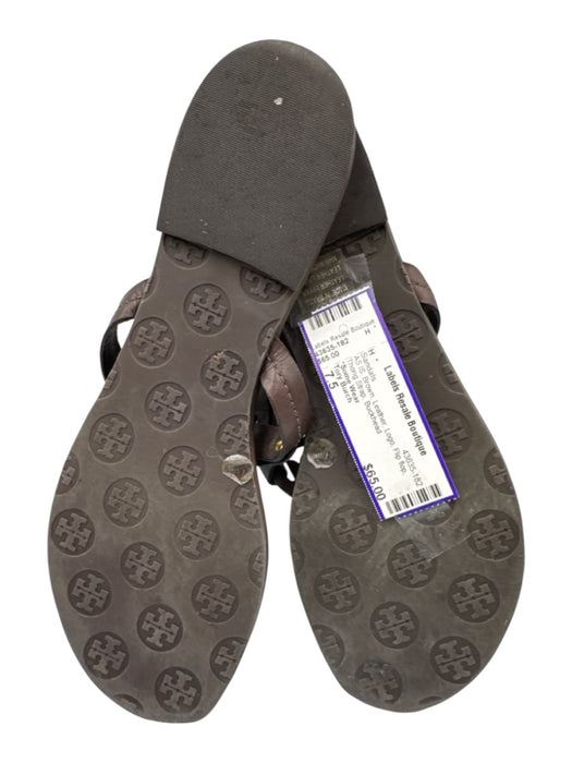 Tory Burch Shoe Size 7.5 Brown Leather Logo Flip flop Thong Strap Sandals Brown / 7.5