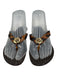 Tory Burch Shoe Size 7 Brown Leather Logo Flip flop Thong Strap Sandals Brown / 7