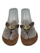 Tory Burch Shoe Size 7 Brown & Gold Leather Logo Flip flop Thong Strap Sandals Brown & Gold / 7