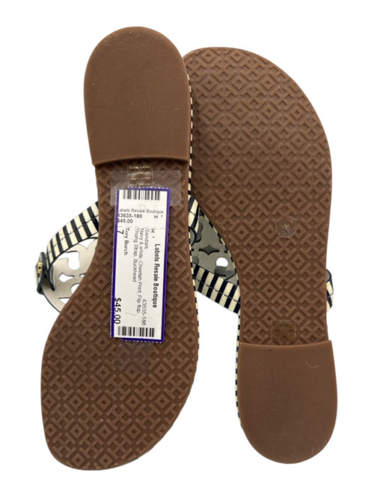 Tory Burch Shoe Size 7 Navy & white Cheetah Print Flip flop Thong Strap Sandals Navy & white / 7
