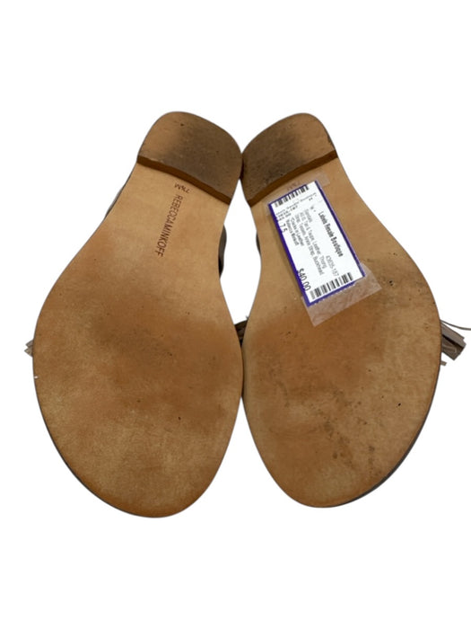 Rebecca Minkoff Shoe Size 7.5 Tan & Taupe Leather Thong Strap Tassels Sandals Tan & Taupe / 7.5