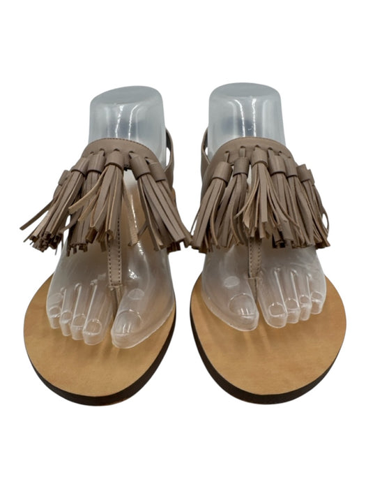 Rebecca Minkoff Shoe Size 7.5 Tan & Taupe Leather Thong Strap Tassels Sandals Tan & Taupe / 7.5