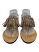 Rebecca Minkoff Shoe Size 7.5 Tan & Taupe Leather Thong Strap Tassels Sandals Tan & Taupe / 7.5