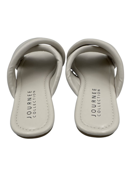 Journee Collection Shoe Size 7.5 White Leather Criss Cross Open Toe Puff Sandals White / 7.5